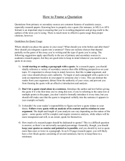 How to Frame a Quotation