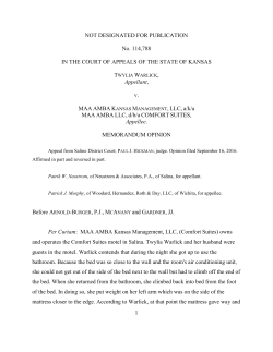 Kansas Court of Appeals - Warlick v Comfort Suites 114788