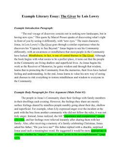 Example Literary Essay: The Giver by Lois Lowry