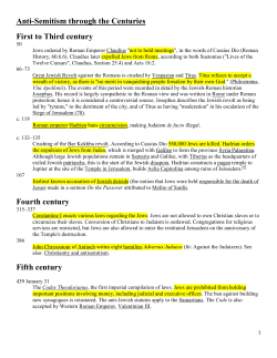 Anti-Semitism through the Centuries First to Third century Fourth