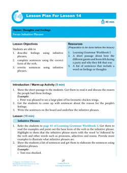 Lesson Plan For Lesson 14 - Singapore Asia Publishers
