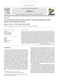 Author`s personal copy The intentional mind and the hot hand