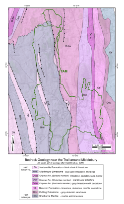 TAM Bedrock Geology near the Trail around Middlebury