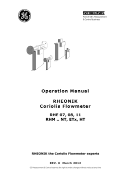 Operation Manual RHEONIK Coriolis Flowmeter