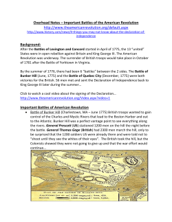 Overhead Notes &ndash; Important Battles of the American Revolution http