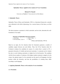 Optimality Theory Applied to the Analysis of Verse