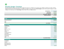 Monthly Budget Template