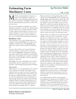 Estimating Farm Machinery Costs - Iowa State University Extension