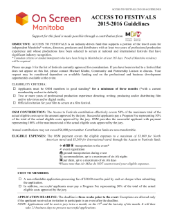 ACCESS TO FESTIVALS 2015-2016 Guidelines