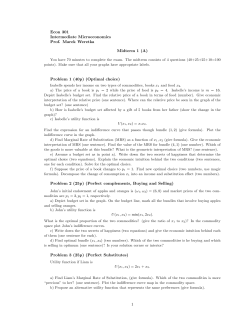 Econ 301 Intermediate Microeconomics Prof. Marek Weretka