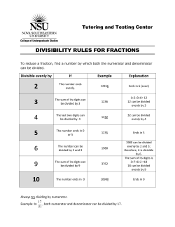 DIVISIBILITY RULES FOR FRACTIONS