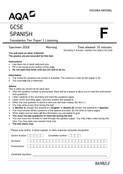 GCSE Spanish Specimen question paper Paper 1