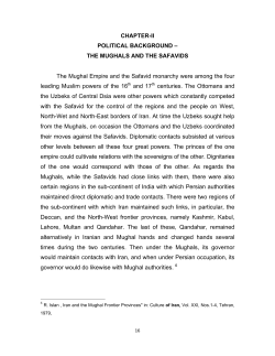 CHAPTER-II POLITICAL BACKGROUND &ndash; THE MUGHALS AND