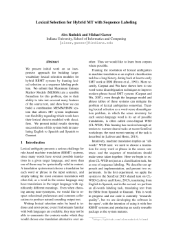 Lexical Selection for Hybrid MT with Sequence Labeling