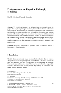 Prolegomena to an Empirical Philosophy of Science