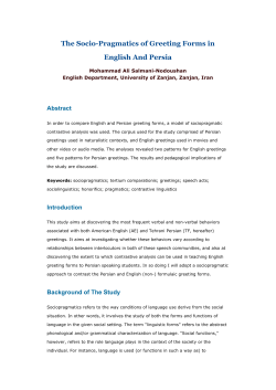 The Socio-Pragmatics of Greeting Forms in English And Persian