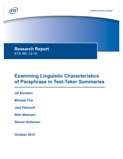 Examining Linguistic Characteristics of Paraphrase in