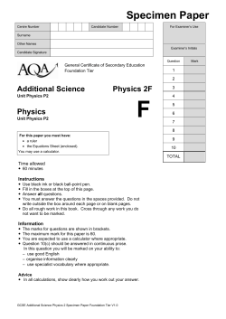 GCSE Physics Specimen Question Paper Foundation