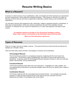 Resume Writing Basics