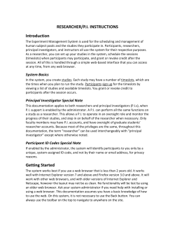 RESEARCHER/P.I. INSTRUCTIONS Introduction Getting Started