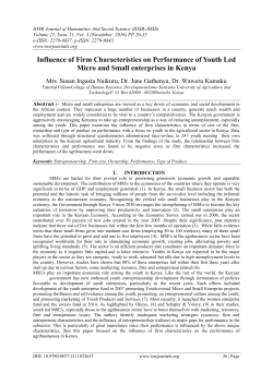 Influence of Firm Characteristics on Performance of Youth Led Micro