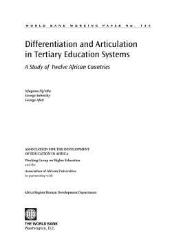 Differentiation and Articulation in Tertiary Education Systems: A