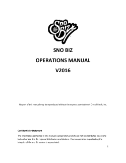 SNO BIZ OPERATIONS MANUAL V2016