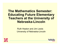 The Mathematics Semester: Educating Future Elementary