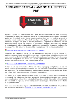 ALPHABET CAPITALS AND SMALL LETTERS PDF