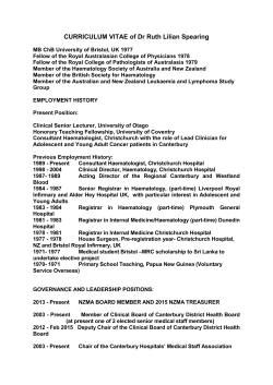 Curriculum Vitae - Canterbury District Health Board