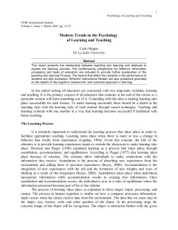 Modern Trends in the Psychology