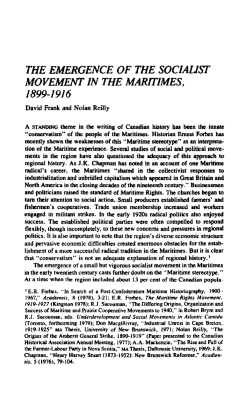 the emergence of the socialist movement in the maritimes, 1899-1916
