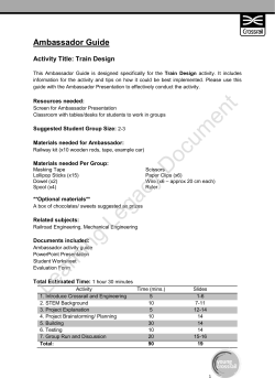 TRAIN DESIGN - Teacher/Ambassador Guide