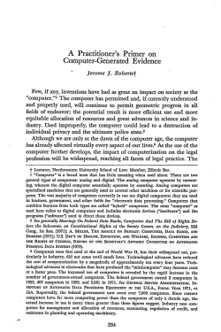 A Practitioner`s Primer on Computer-Generated Evidence