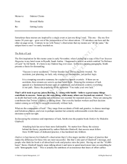 Memo to: Oaktree Clients From