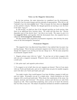 Notes on the Magnetic Interaction In the last sections, the main