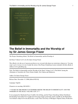 The Belief in Immortality and the Worship of the Dead, Volume I