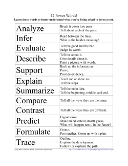 Analyze Infer Evaluate Describe Support Explain Contrast Predict