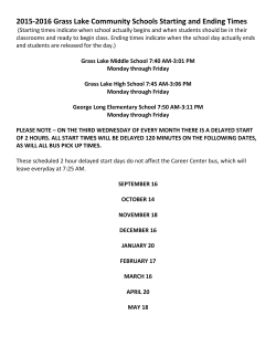 2015-2016 Grass Lake Community Schools Starting and Ending