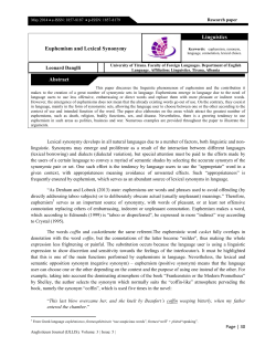 Euphemism and Lexical Synonymy Linguistics Abstract
