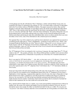 The Siege of Louisburg Connection