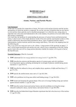 IB PHYSICS Year 2 ESSENTIAL UNIT 4 (EU4) Atomic, Nuclear, and