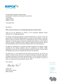 RSPCA Australia - Submission in response to free range egg labelling