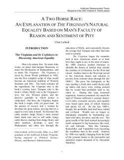 a two horse race: an explanation of the virginian`s natural equality