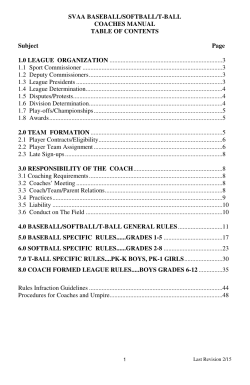 SVAA BASEBALL/SOFTBALL/T-BALL COACHES MANUAL TABLE