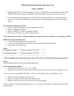 Earth Systems Science - FRHS Counseling Department