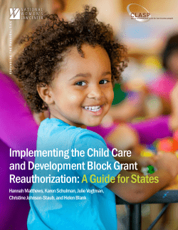Implementing the Child Care and Development Block Grant