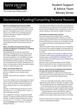 Discretionary Funding/Compelling Personal Reasons
