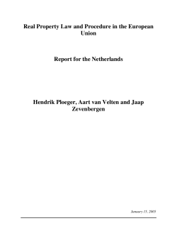 Real Property Law and Procedure in the European Union Report for