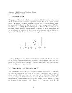 1 Introduction 2 Counting the divisors of N